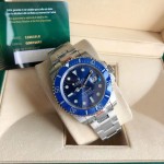 Rolex Submariner, blue dial, blue bezel, 40mm, silver Oyster bracelet.
