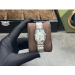 Bulgari watch with white dial and silver strap
