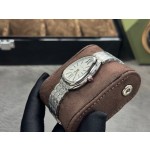 Bulgari watch with white dial and silver strap