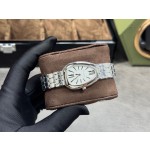 Bulgari watch with white dial and silver strap