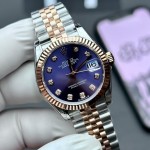 Datejust violet dial, rose gold-tone silver strap 31mm