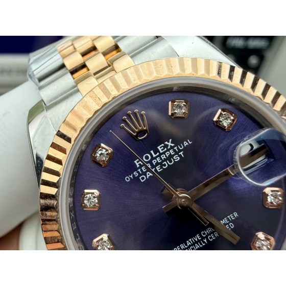 Datejust violet dial, rose gold-tone silver strap 31mm