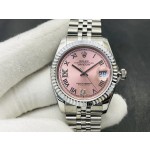 Datejust pink Roman numeral dial, silver strap 31mm