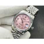 Datejust pink Roman numeral dial, silver strap 31mm