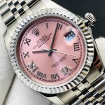 Datejust pink Roman numeral dial, silver strap 31mm