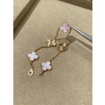 Four-leaf clover bracelet gold pink