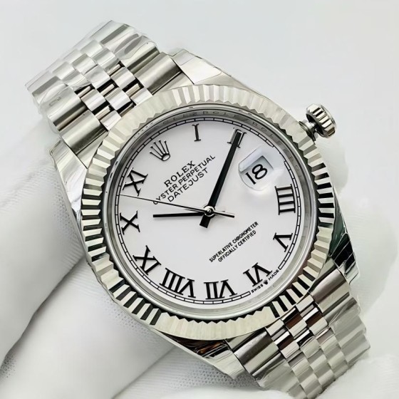 Datejust white Roman numeral dial, silver strap 31mm