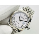 Datejust white Roman numeral dial, silver strap 31mm