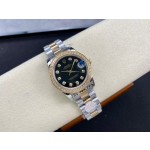 Datejust diamond black dial gold and silver strap 31mm