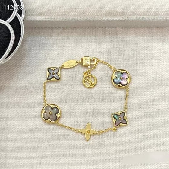 LV Five Flower Bracelet Gold Grey Shell