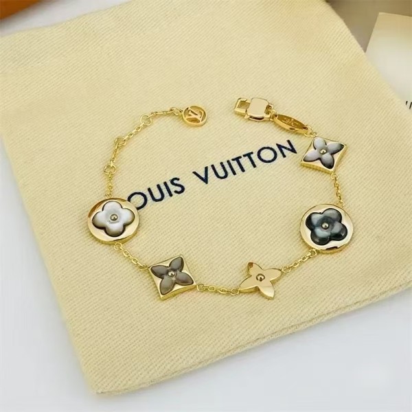 LV Five Flower Bracelet Gold Grey Shell
