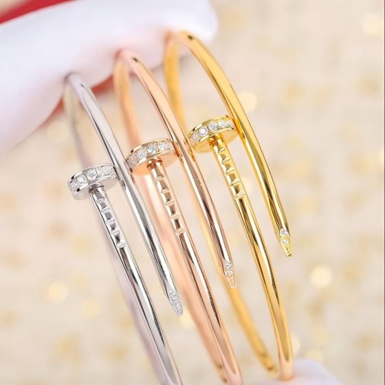 Cartier brick-inlaid silver nail bracelet 3 colors