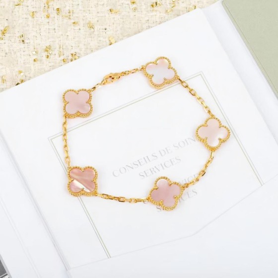 Van Cleef & Arpels Lucky Four-Leaf Clover Bracelet Pink Gold