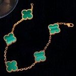 Four-leaf clover bracelet gold-green