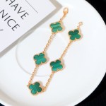 Four-leaf clover bracelet gold-green