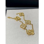 Four-leaf Clover Gold Half Diamond Bracelet Gold