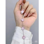 Four-leaf clover bracelet silver pink