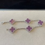 Four-leaf clover bracelet silver purple