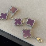 Four-leaf clover bracelet silver purple