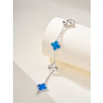 Four-leaf Clover Half Blue Bracelet Silver Blue