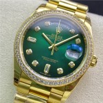 Datejust series green dial 36mm gold strap