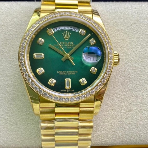 Datejust series green dial 36mm gold strap