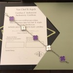 Four-leaf Clover Bracelet Purple Interval Silver Laser