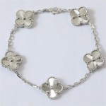 Silver four-leaf clover bracelet