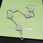 Four-leaf clover full diamond silver bracelet