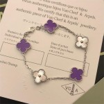 Four-leaf Clover Bracelet Purple Interval Silver Laser