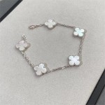 Four-leaf clover bracelet white mother-of-pearl silver