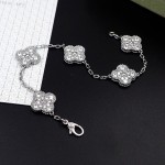 Four-leaf clover full diamond silver bracelet