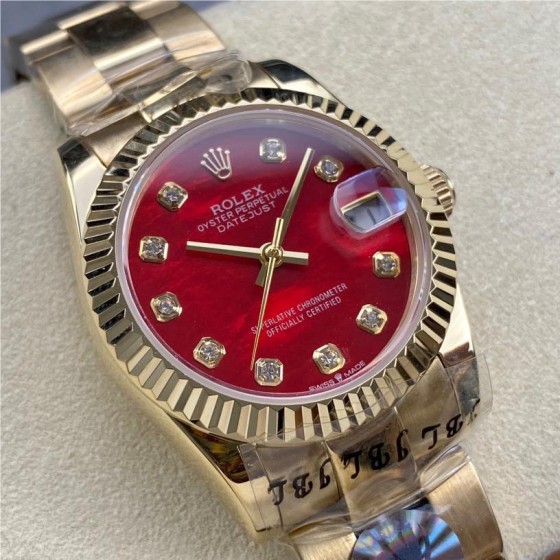Datejust series red dial gold strap 31mm