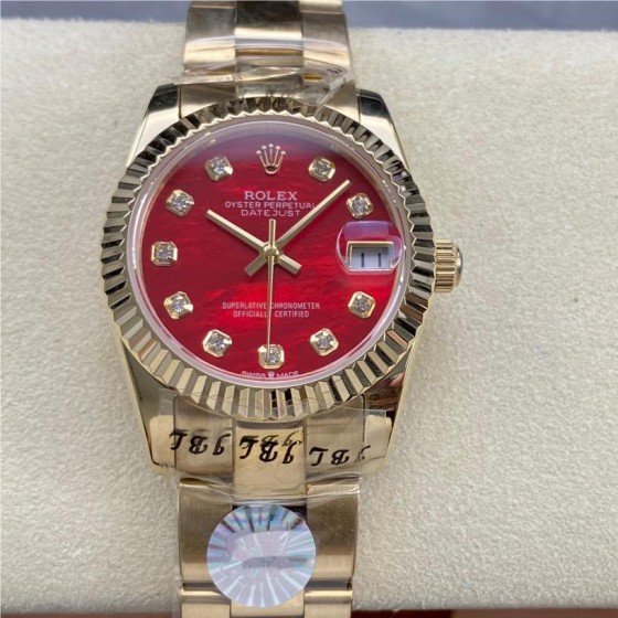 Datejust series red dial gold strap 31mm