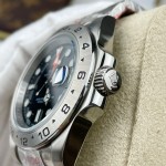 Rolex Explorer Yacht-Master series, black dial, silver bezel, silver case, 42mm, silver Oyster bracelet.