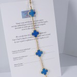 Four-leaf clover bracelet gold blue