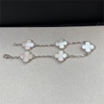 Four-leaf clover bracelet white mother-of-pearl silver