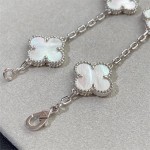 Four-leaf clover bracelet white mother-of-pearl silver