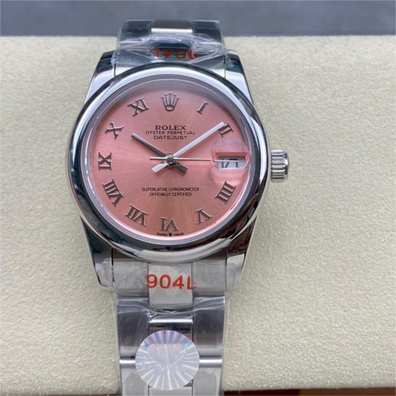 Oyster series pink dial 31mm silver strap