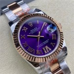 Datejust Oyster Purple Dial 31mm Two-Hand Strap