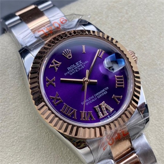 Datejust Oyster Purple Dial 31mm Two-Hand Strap