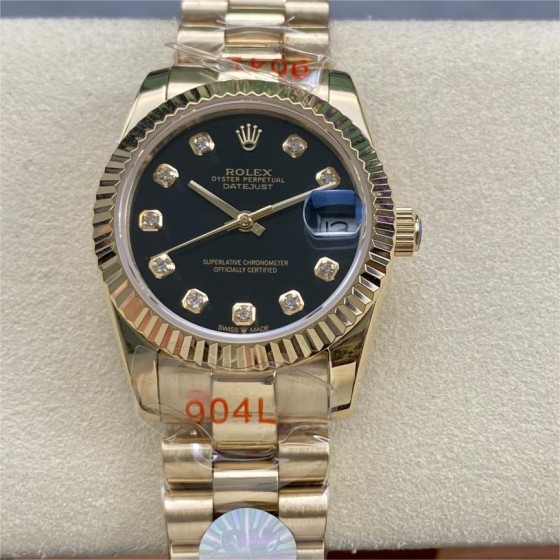 Datejust series black dial 31mm gold strap