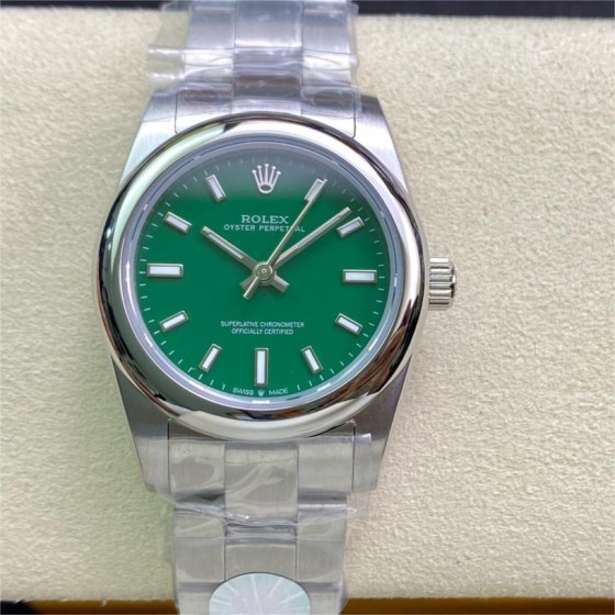 Oyster Series Dark Green Dial Silver Strap 31mm