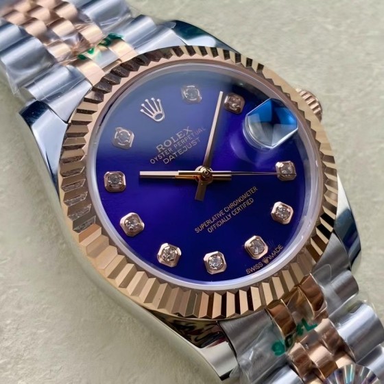 Dial dark purple dial 31mm, rose gold and silver two-tone strap