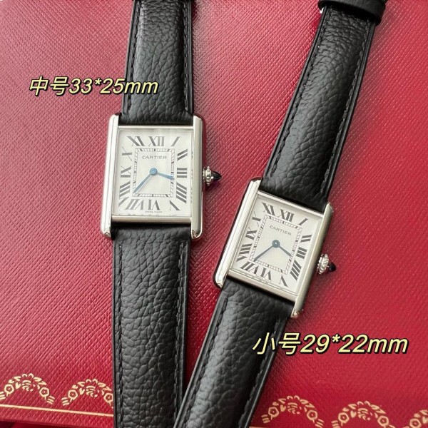 Cartier Tank series, Classic model, black leather strap