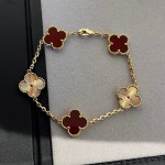 Four-leaf clover red and gold laser-cut five-flower bracelet