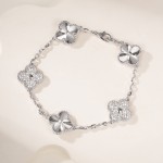 Four-leaf clover silver spacer silver diamond five-flower bracelet