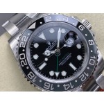 Greenwich series, black dial, black and gray bezel, 40 mm, silver Oyster bracelet.