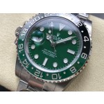 Rolex GMT-Master series, green dial, black and green bezel, 40mm, silver Oyster bracelet.