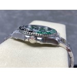 Rolex GMT-Master series, green dial, black and green bezel, 40mm, silver Oyster bracelet.